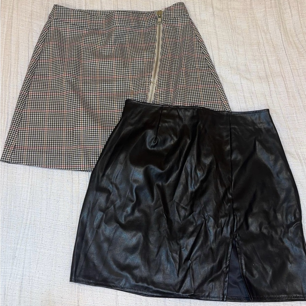 Black Faux Leather Mini Skirt - Women's Stylish A-Line